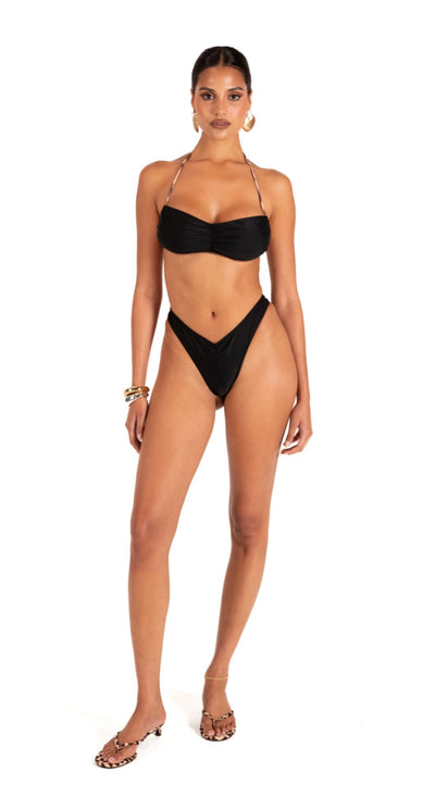 LARA RUCHED BOTTOM - BLACK
