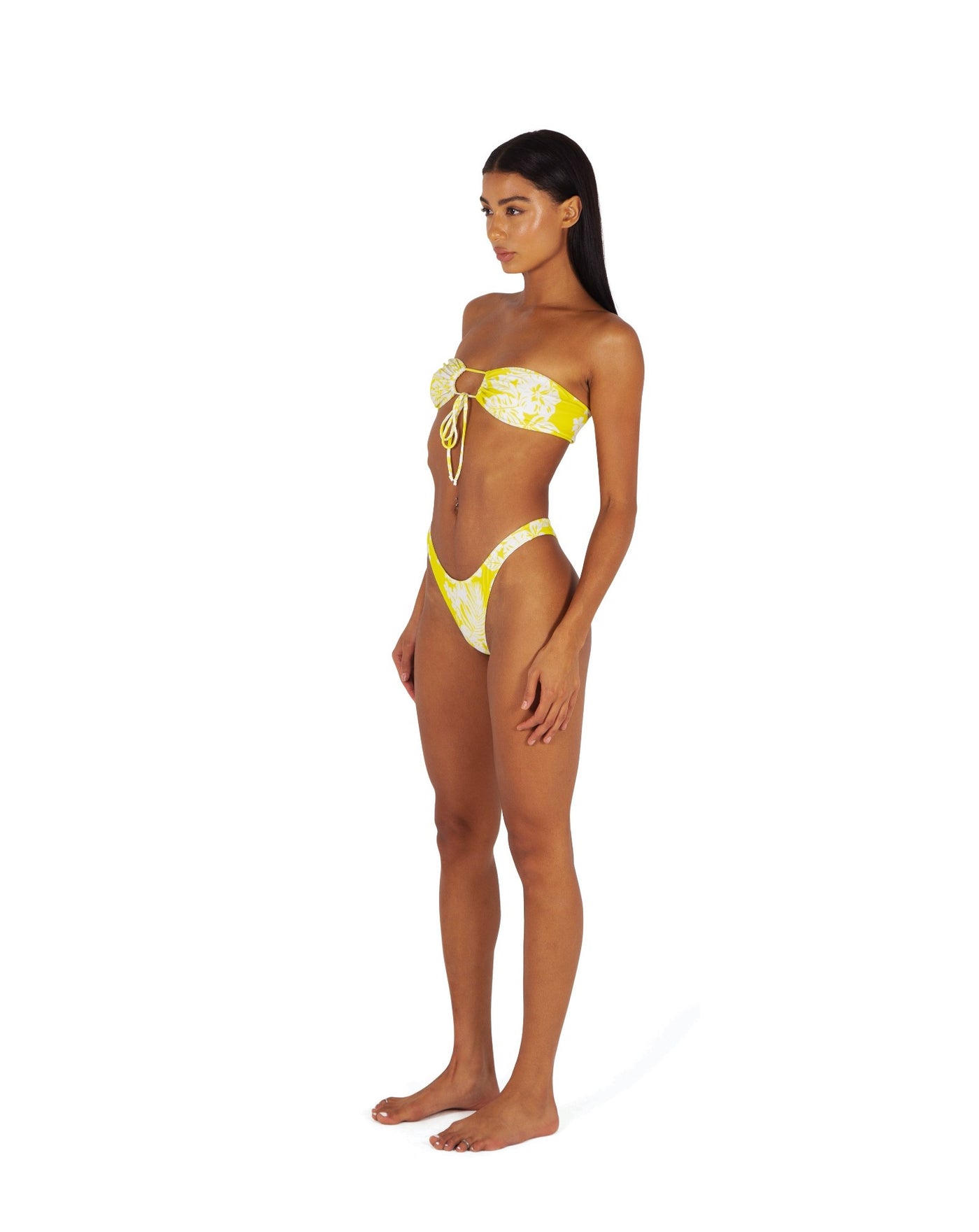 yellow/white bandeau bikini top