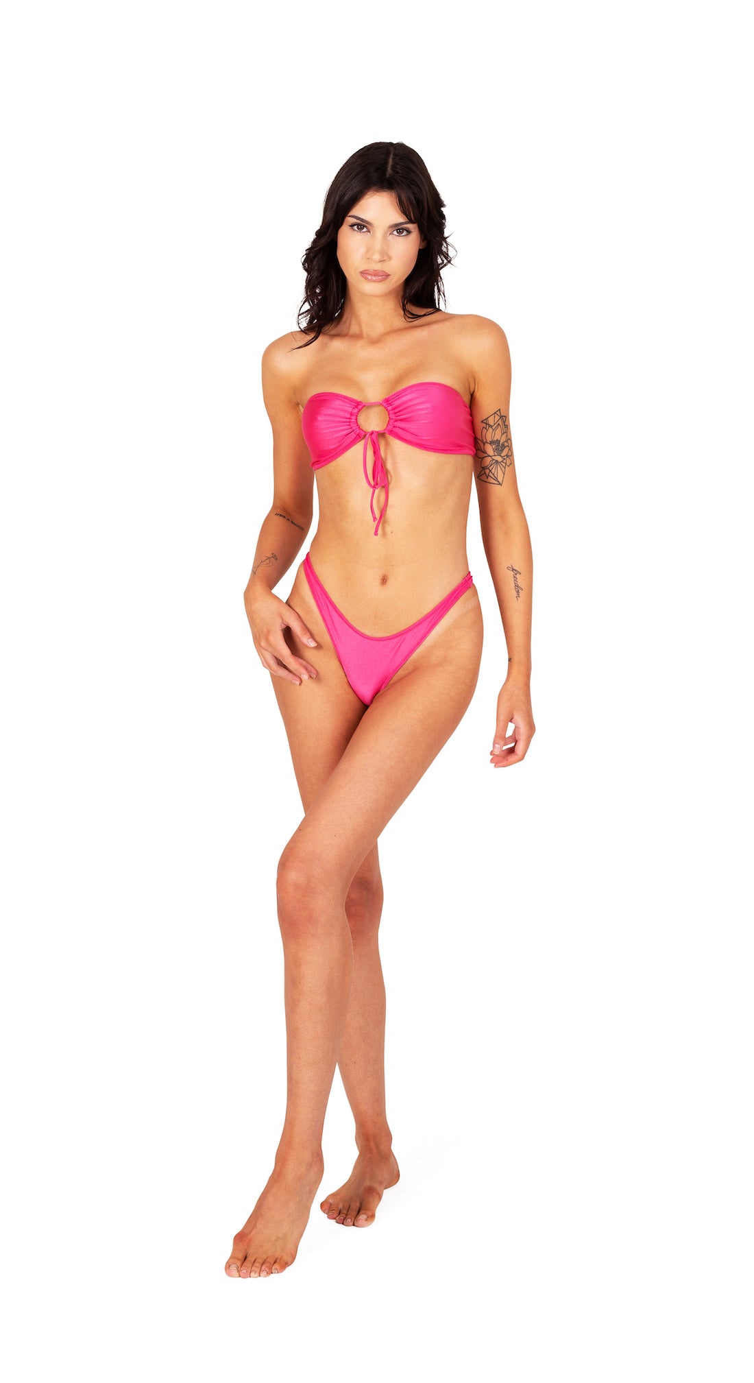 hot pink bandeau bikini top