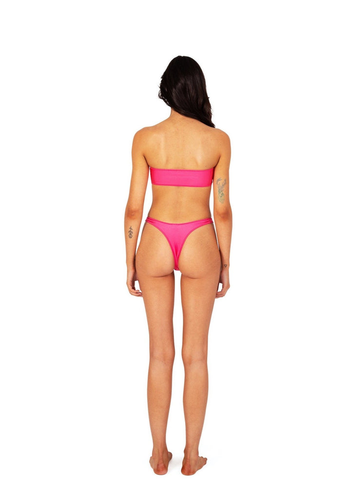 bright pink bandeau bikini