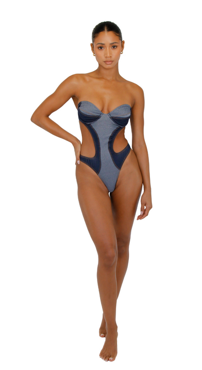 IRIS UNDERWIRE ONE-PIECE - BLUE DENIM - MELISSA SIMONE